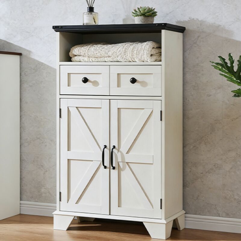 Armoire murale de salle de bain style campagnard, 2 portes battantes, 1 tiroir et étagère réglable - Idéal pour salle de bain, cuisine et salon