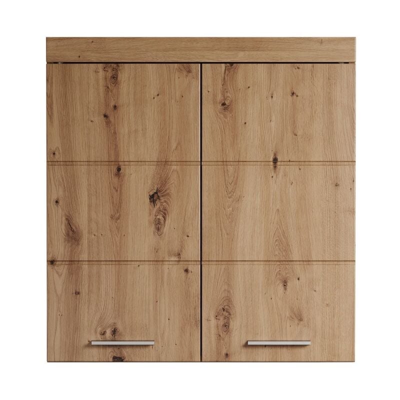 Armoire Murale de Salle de Bain Amanda, Panneau Aggloméré Mélaminé, Marron, 73x77x23 cm