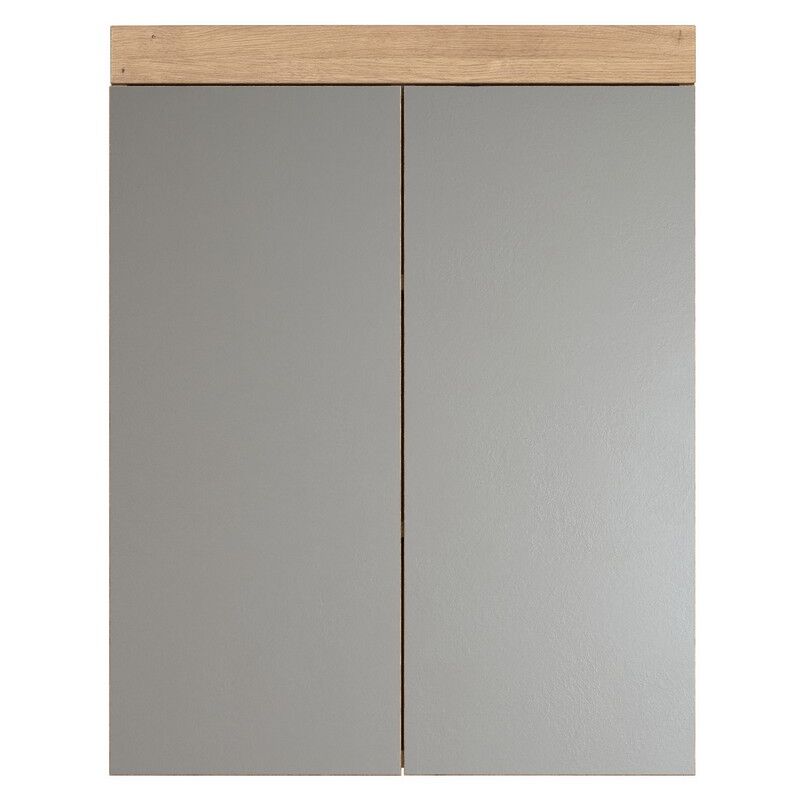 Armoire Murale de Salle de Bain avec Miroir Amanda, Panneau Aggloméré Mélaminé, Marron, 60x77x17 cm