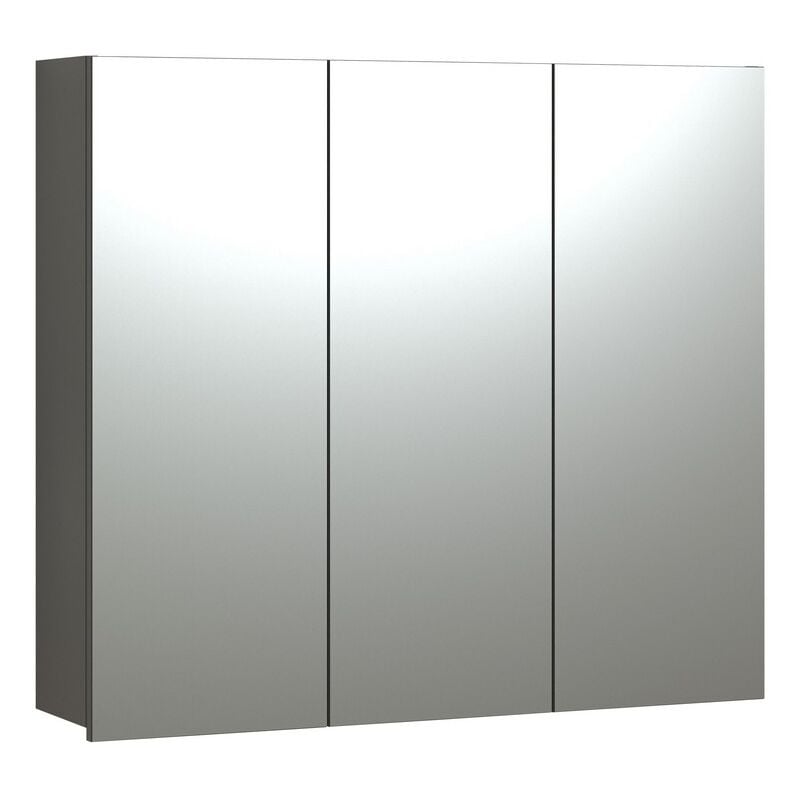 Epikasa - Armoire Murale de Salle de Bain avec Miroir Pure, Panneau Aggloméré Mélaminé, Verre, Anthracite, 90x80x20 cm
