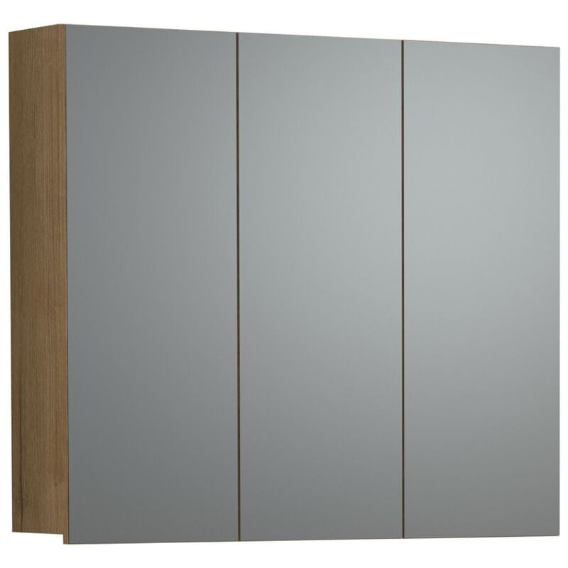 Epikasa - Armoire Murale de Salle de Bain avec Miroir Pure, Panneau Aggloméré Mélaminé, Verre, Marron, 90x80x20 cm