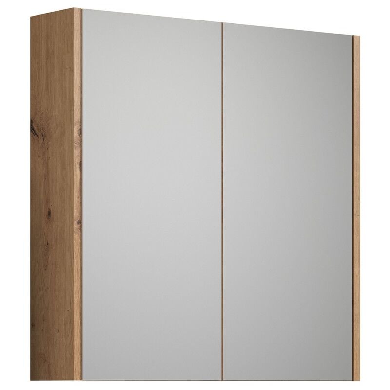 Epikasa - Armoire Murale de Salle de Bain avec Miroir Touch, Panneau Aggloméré Mélaminé, Marron, 69x70x15 cm