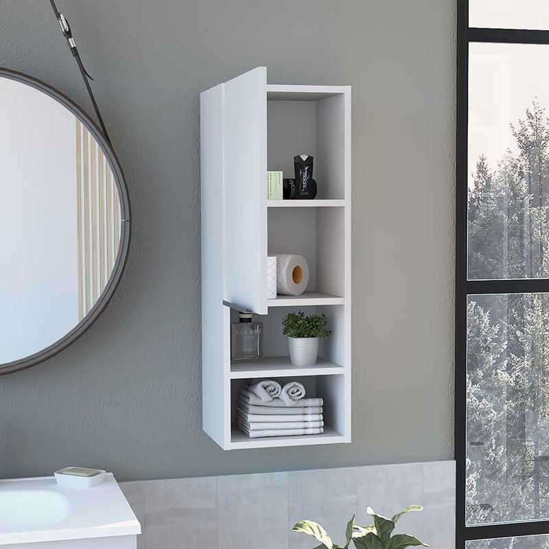 Armoire murale de salle de bain Mila, avec étagères 30CM L X 25.5CM P X 81CM L X 81CM P X Blanc