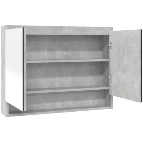 Armoire murale de Toilette  Armoire à miroir de salle de bain Moderne 80x15x60 cm MDF Gris béton -67658