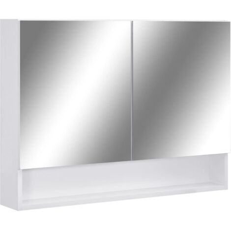 Armoire murale de Toilette  Armoire à miroir de salle de bain Moderne LED Blanc 80x15x60 cm MDF -53077