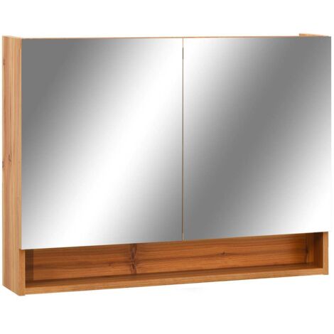 Armoire murale de Toilette  Armoire à miroir de salle de bain Moderne LED Chêne 80x15x60 cm MDF -50509