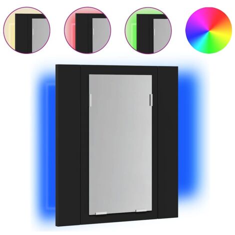Armoire murale de Toilette  Armoire à miroir de salle de bain Moderne LED Noir 40x12x45 Acrylique -18566