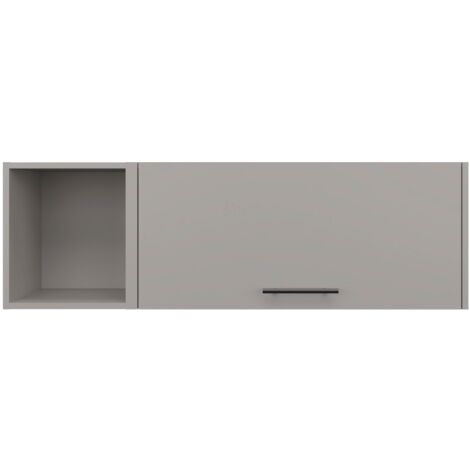 Armoire murale en mélamine avec 3 étagères et porte battante supérieure , Gris , 37.8 cm X 119.9 cm X 33 cm