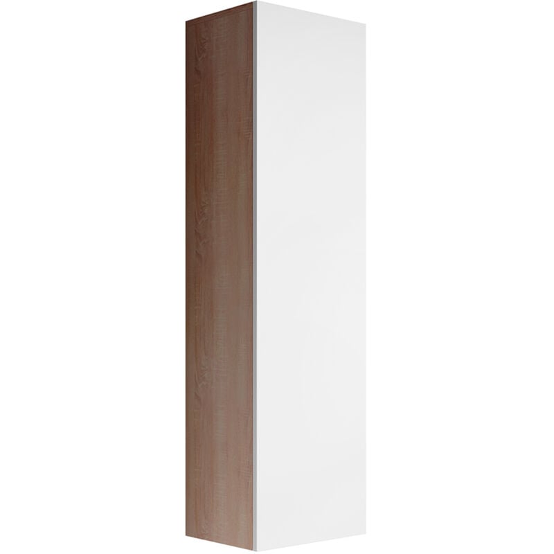 Muebles Bonitos - Armoire murale et avec pieds 1 porte Meuble de Rangement 40x165x40cm 4 compartiments Modèle Eliot Sonoma mat et Blanc Finition mate