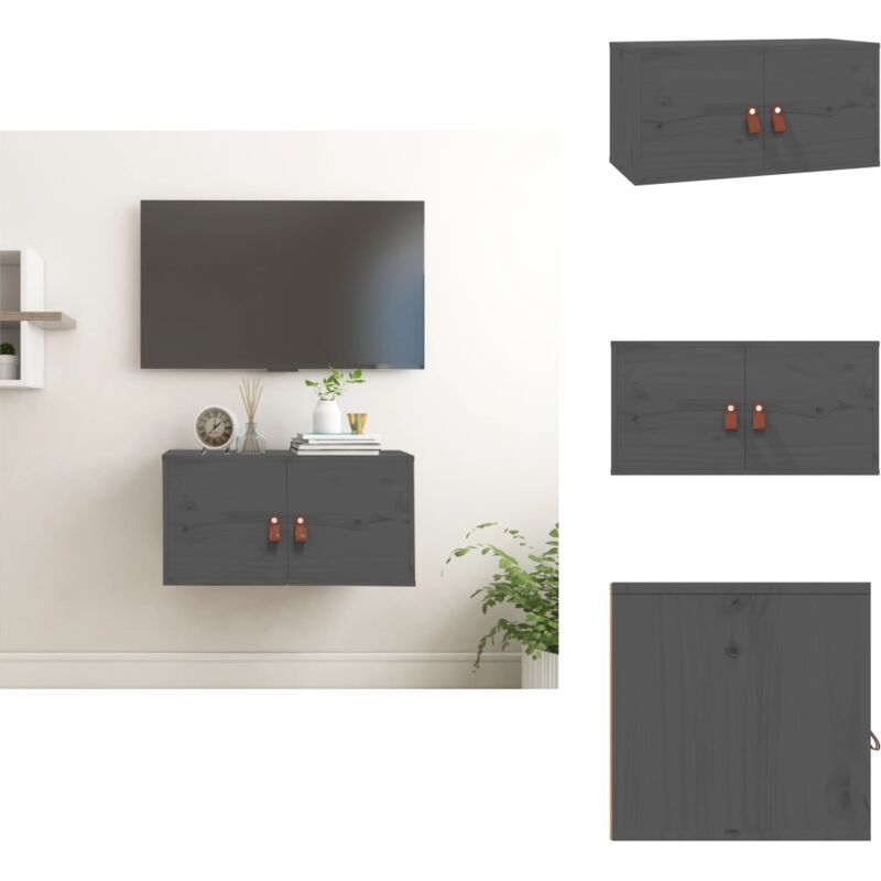 Armoire murale Gris 60x30x30 cm Bois de pin massif - Armoire Murale - Meuble Mural - Rangement Mural - Étagère Murale - Bibliothèque Murale