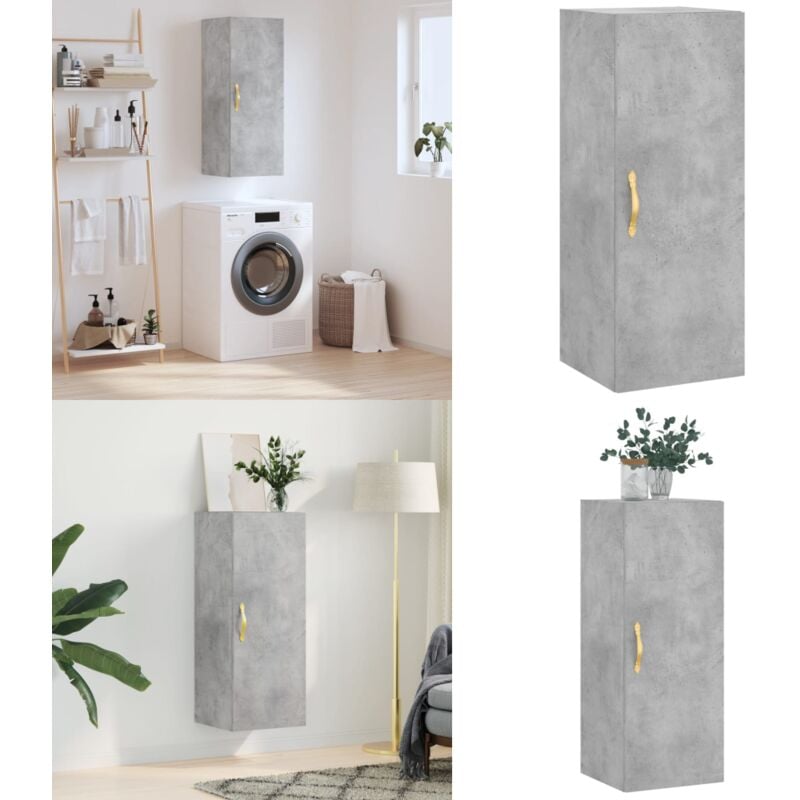 Vidaxl - Armoire murale gris béton 34,5x34x90 cm - Armoire Murale - Meuble De Rangement - Armoire Grise - Armoire Suspendu - Étagère Murale - Home &
