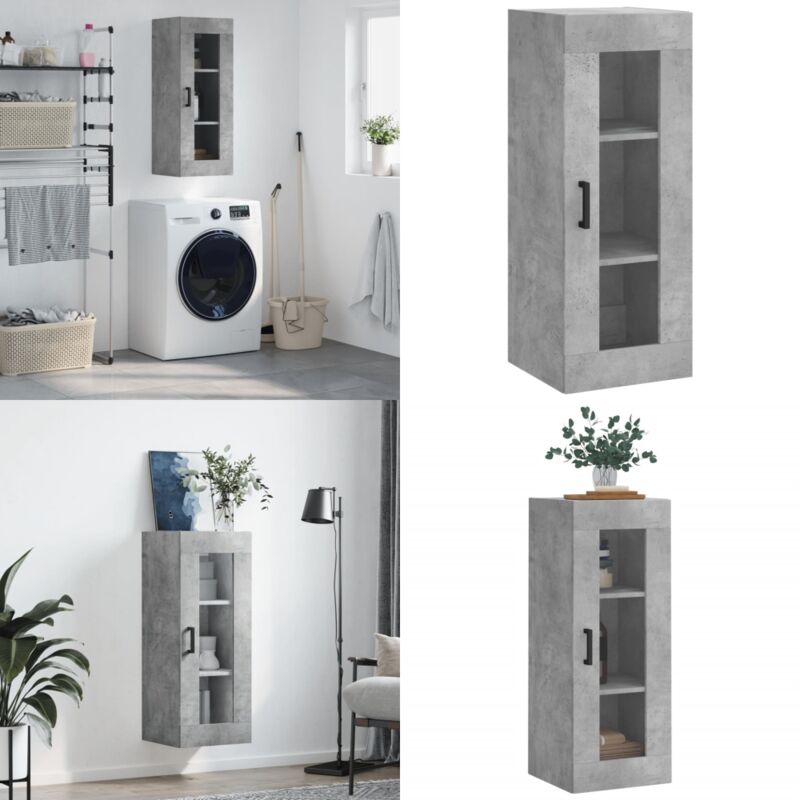 Armoire murale gris béton 34,5x34x90 cm - Armoire Murale - Meuble De Rangement - Armoire Grise - Armoire Design - Étagère Murale - Home & Living