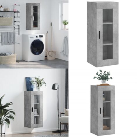 Armoire murale gris béton 34,5x34x90 cm - Armoire Murale - Meuble De Rangement - Étagère Murale - Placard Mural - Armoire Grise - Home & Living