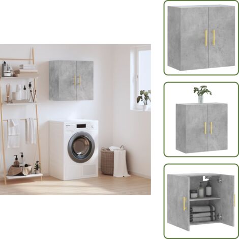 Armoire murale gris béton 60x31x60 cm bois d'ingénierie - Meuble Mural - Armoire Murale - Rangement Mural - Armoire Grise - Meuble Rangement