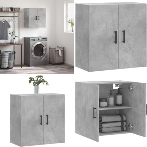 Armoire murale gris béton 60x31x60 cm bois d'ingénierie - Meuble Mural - Armoire Murale - Rangement Mural - Étagère Murale - Meuble Déco - Home & Living