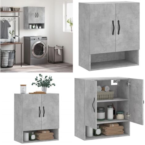 Armoire murale gris béton 60x31x70 cm bois d'ingénierie - Rangement mur - Bois d'ingénierie