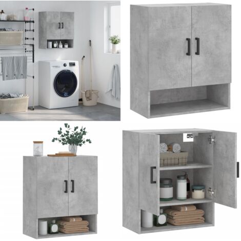 Armoire murale gris béton 60x31x70 cm bois d'ingénierie - Rangement mur - Bois d'ingénierie