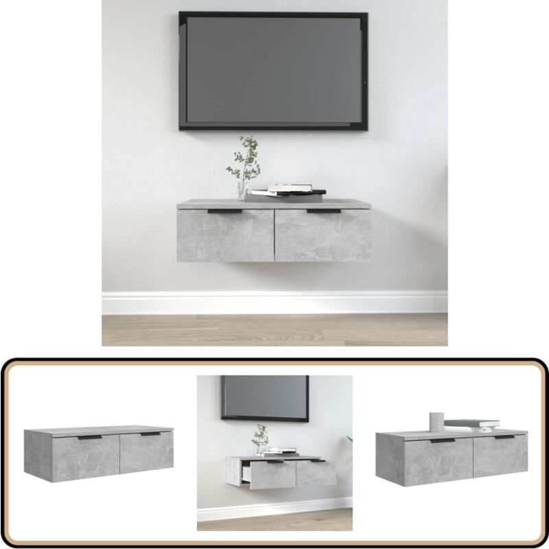 Armoire murale Gris béton 68x30x20 cm Bois d'ingénierie - Meuble Mural - Armoire Suspendue - Étagère Murale - Rangement Mural - Déco Murale