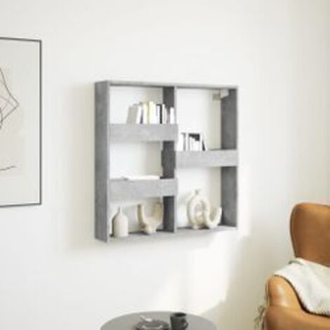 Armoire murale gris béton 80x15x80 bois d'ingénierie