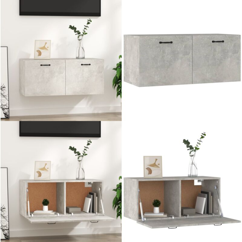 Vidaxl - Armoire murale gris béton 80x36,5x35 cm bois d'ingénierie - Meuble Mural - Étagère Murale - Bibliothèque Murale - Rangement Mural - Armoire