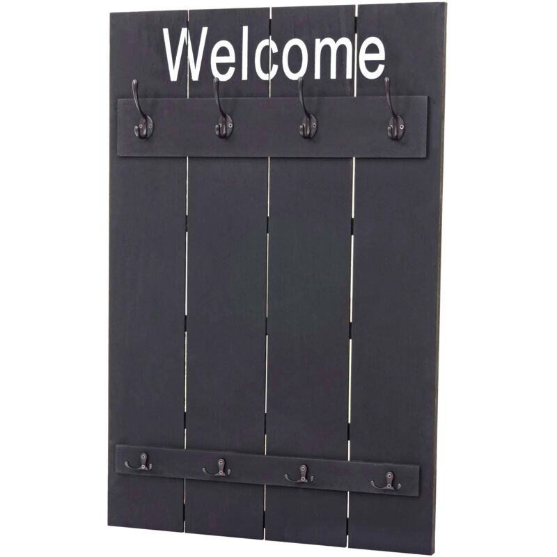 HHG - Garderobe murale 921 Welcome, planche vestiaire, style shabby chic, vintage, 91x60cm, gris foncé, shabby HHG - Garderobe murale 921 Welcome, planche vestiaire, style shabby chic, vintage, 91x60cm, gris foncé, shabby