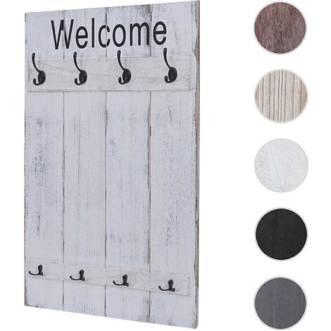 Armoire murale HWC-C89 Welcome - Panneau d'armoire - Shabby-Look Vintage - 91x60cm - grau-blau