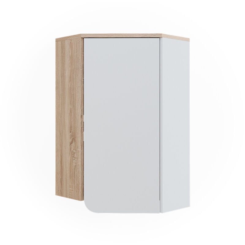 Armoire murale Karen, Sonoma/blanc, 50x75cm avec porte et compartiments ouverts, Vicco