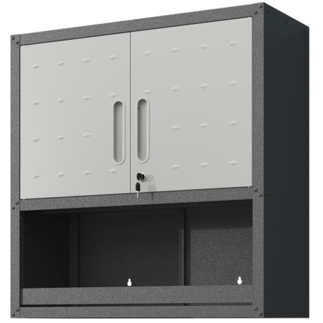 Armoire murale métal 75x77x30 cm porte verrouillée étagère garage bureau gris