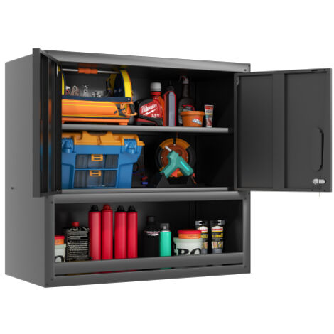 Armoire murale métal 77x75x30 cm porte verrouillée étagère ajustable garage