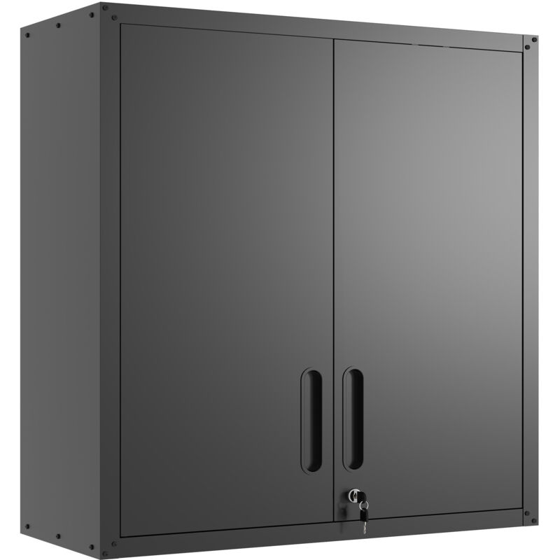 Armoire murale métallique avec serrure et étagère - Robuste, idéale pour garage, atelier et bureau, H 77 cm × L 75 cm × P 30 cm