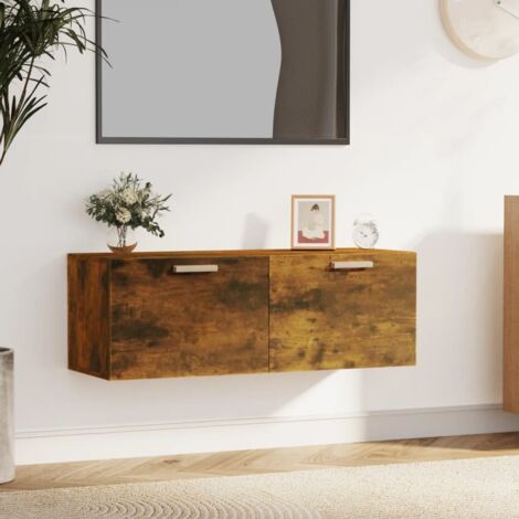 Armoire murale, Meuble Haut, Armoire Etagère de rangement Chêne fumé 100x36,5x35 cm Bois d'ingénierie HYB83234