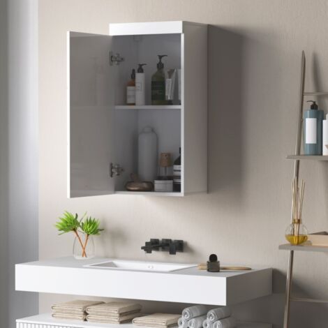 Armoire murale, meuble-lavabo de salle de bain, armoire de cuisine à deux niveaux, armoire à pharmacie murale blanche, 37,2 x 24,5 x 76,8 cm, blanche.