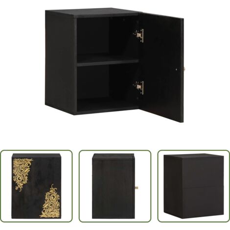 Armoire murale -  Meuble mural Noir 38 x 33 x 48 cm Bois de mangue massif