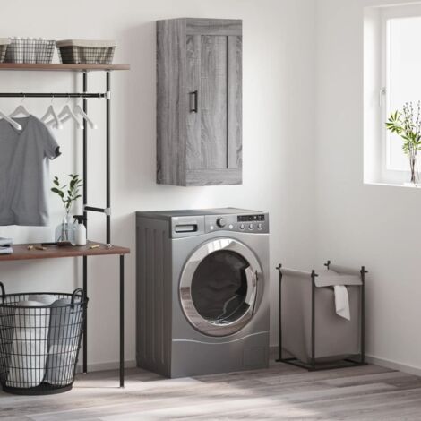 Armoire murale moderne,Buffet haut,Placard de Rangement suspendu sonoma gris 34,5x34x90 cm bois d'ingénierie -QS47806