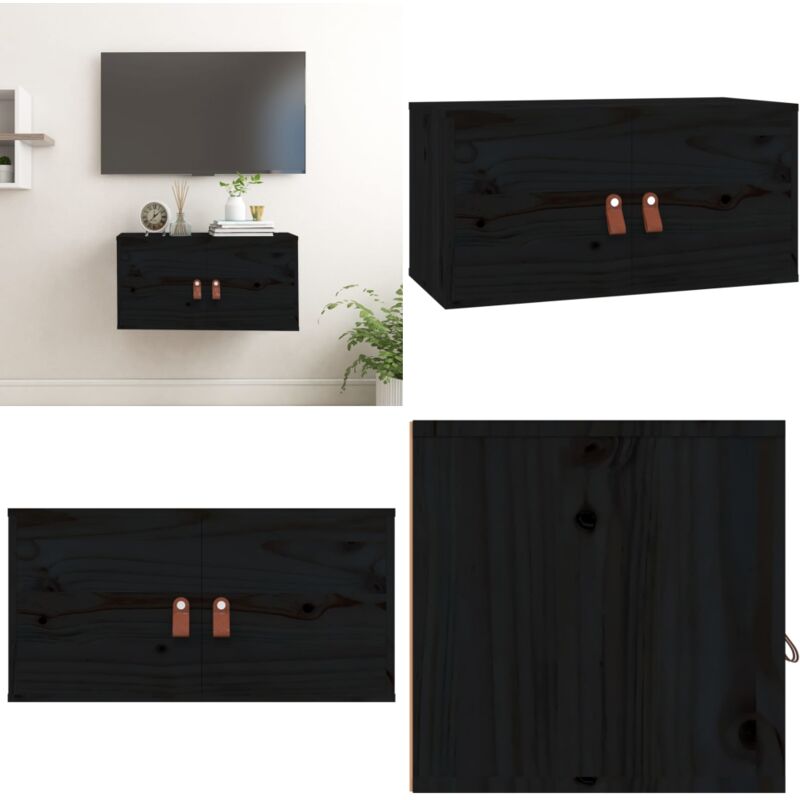 Vidaxl - Armoire murale Noir 60x30x30 cm Bois de pin massif - Armoire Murale - Meuble Mural - Rangement Mural - Bibliothèque Murale - Étagère Murale