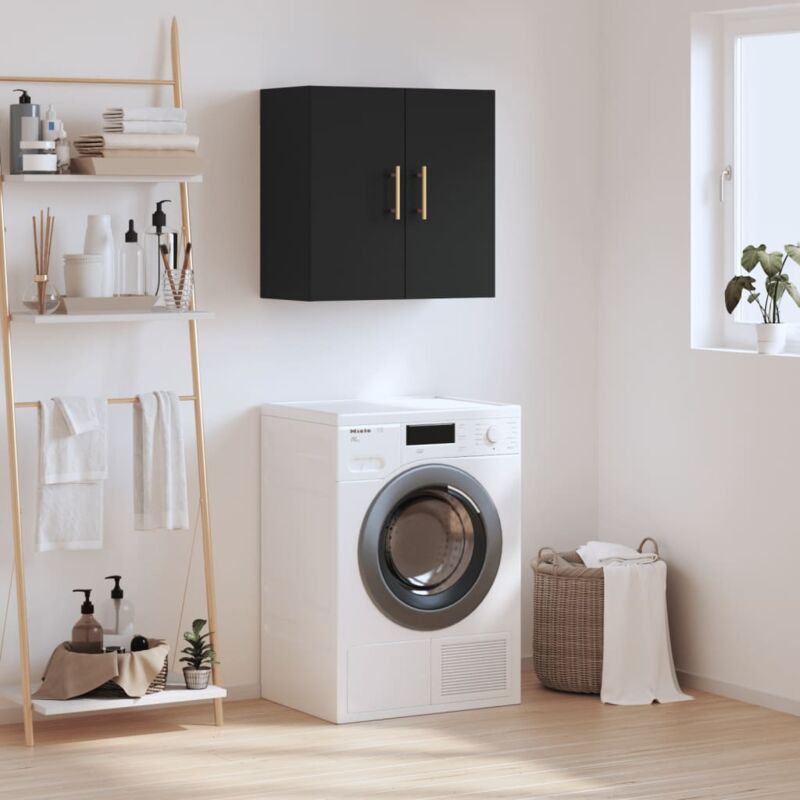 Doc&et² - Armoire murale Armoire murale de salle de bain Meuble de rangement noir 60x31x60 cm bois d'ingénierie 11199