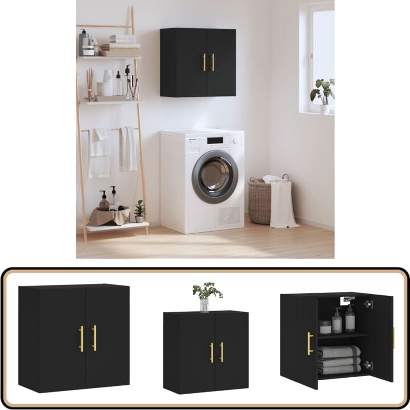 Vidaxl - Armoire murale noir 60x31x60 cm bois d'ingénierie - Meuble Mural - Armoire Murale - Rangement Mural - Meuble De Rangement - Armoire Noire