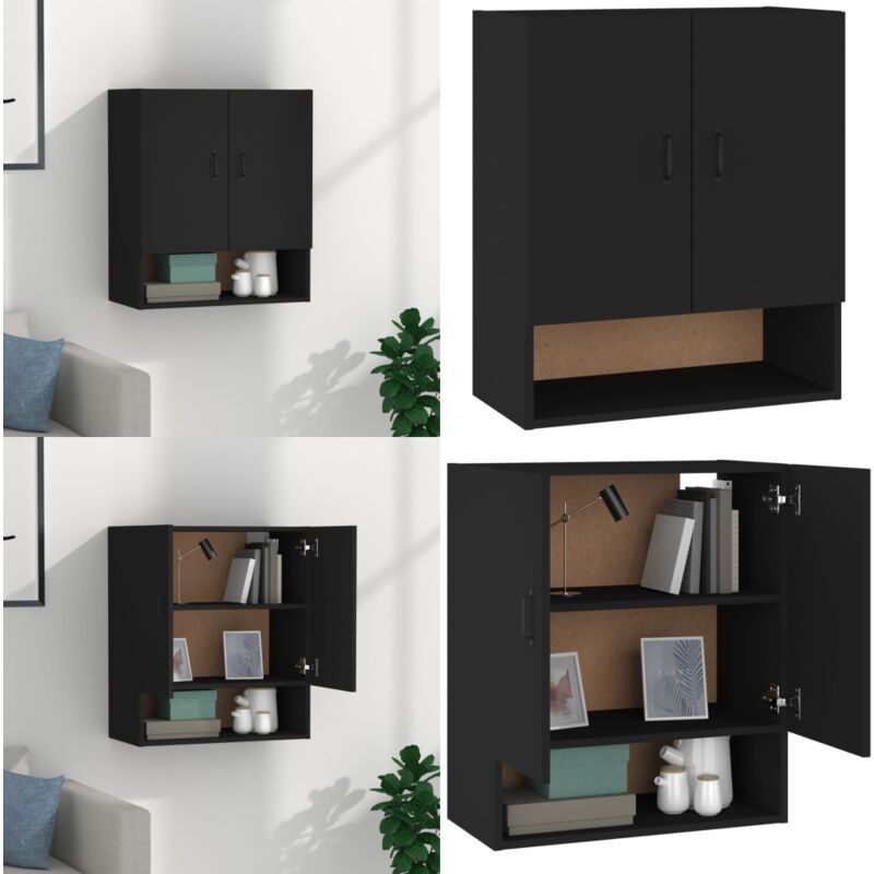 Vidaxl - Armoire murale Noir 60x31x70 cm Bois d'ingénierie - Armoire Murale - Armoire Flottante - Rangement Mural - Meuble De Rangement - Armoire