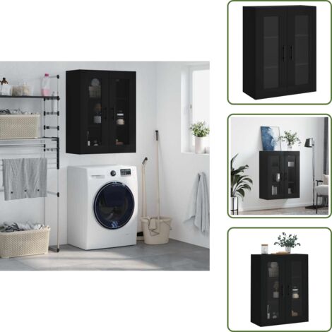 Armoire murale noir 69,5x34x90 cm - Armoire Murale - Meuble De Rangement - Armoire Suspendu - Armoire Noire - Buffet Mural