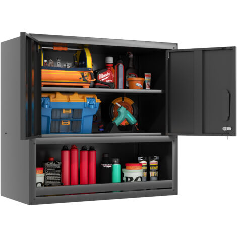 Armoire murale outils métal 77 cm porte verrouillable étagère réglable garage entrepôt bureau rangement