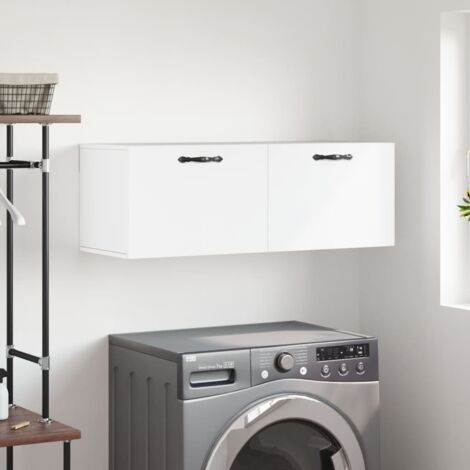 Armoire murale, Placard de Rangement Toilettes, Meuble Haut de Salle de Bain blanc 100x36,5x35 cm bois d'ingénierie LKOWF96041