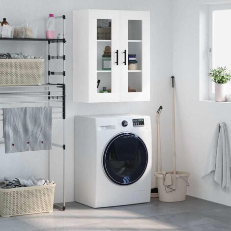 Armoire murale, Placard de Rangement Toilettes, Meuble Haut de Salle de Bain blanc 69,5x34x90 cm LKOWF59774