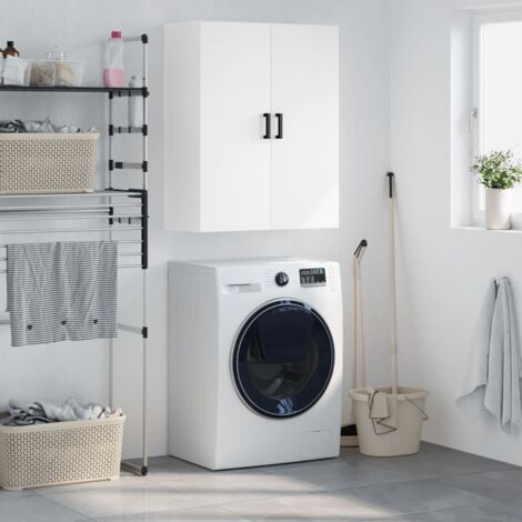 Armoire murale, Placard de Rangement Toilettes, Meuble Haut de Salle de Bain blanc 69,5x34x90 cm LKOWF89759