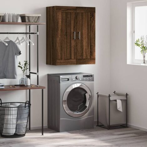 Armoire murale, Placard de Rangement Toilettes, Meuble Haut de Salle de Bain chêne marron 69,5x34x90 cm bois d'ingénierie LKOWF21431