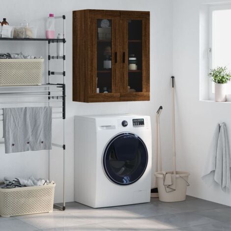 Armoire murale, Placard de Rangement Toilettes, Meuble Haut de Salle de Bain chêne marron 69,5x34x90 cm LKOWF36110