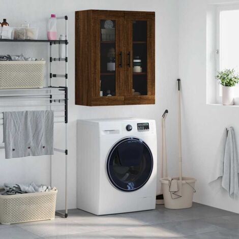 Armoire murale, Placard de Rangement Toilettes, Meuble Haut de Salle de Bain chêne marron 69,5x34x90 cm LKOWF38694