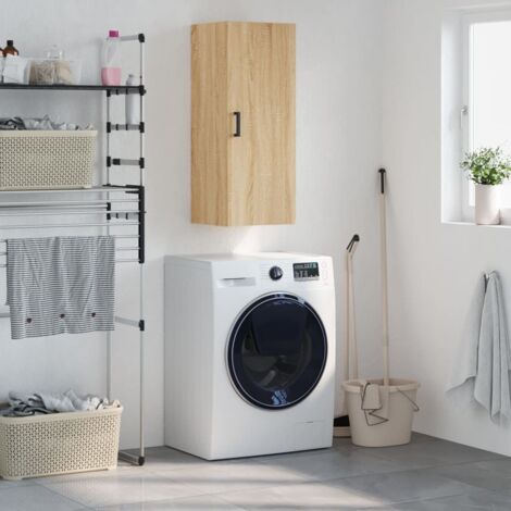 Armoire murale, Placard de Rangement Toilettes, Meuble Haut de Salle de Bain chêne so34,5x34x90 cm LKOWF11636