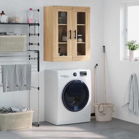 Armoire murale, Placard de Rangement Toilettes, Meuble Haut de Salle de Bain chêne so69,5x34x90 cm LKOWF57023