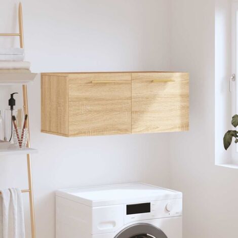 Armoire murale, Placard de Rangement Toilettes, Meuble Haut de Salle de Bain chêne so80x36,5x35 cm bois d'ingénierie LKOWF62009