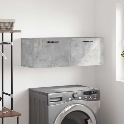Armoire murale, Placard de Rangement Toilettes, Meuble Haut de Salle de Bain gris béton 100x36,5x35 cm bois d'ingénierie LKOWF27145